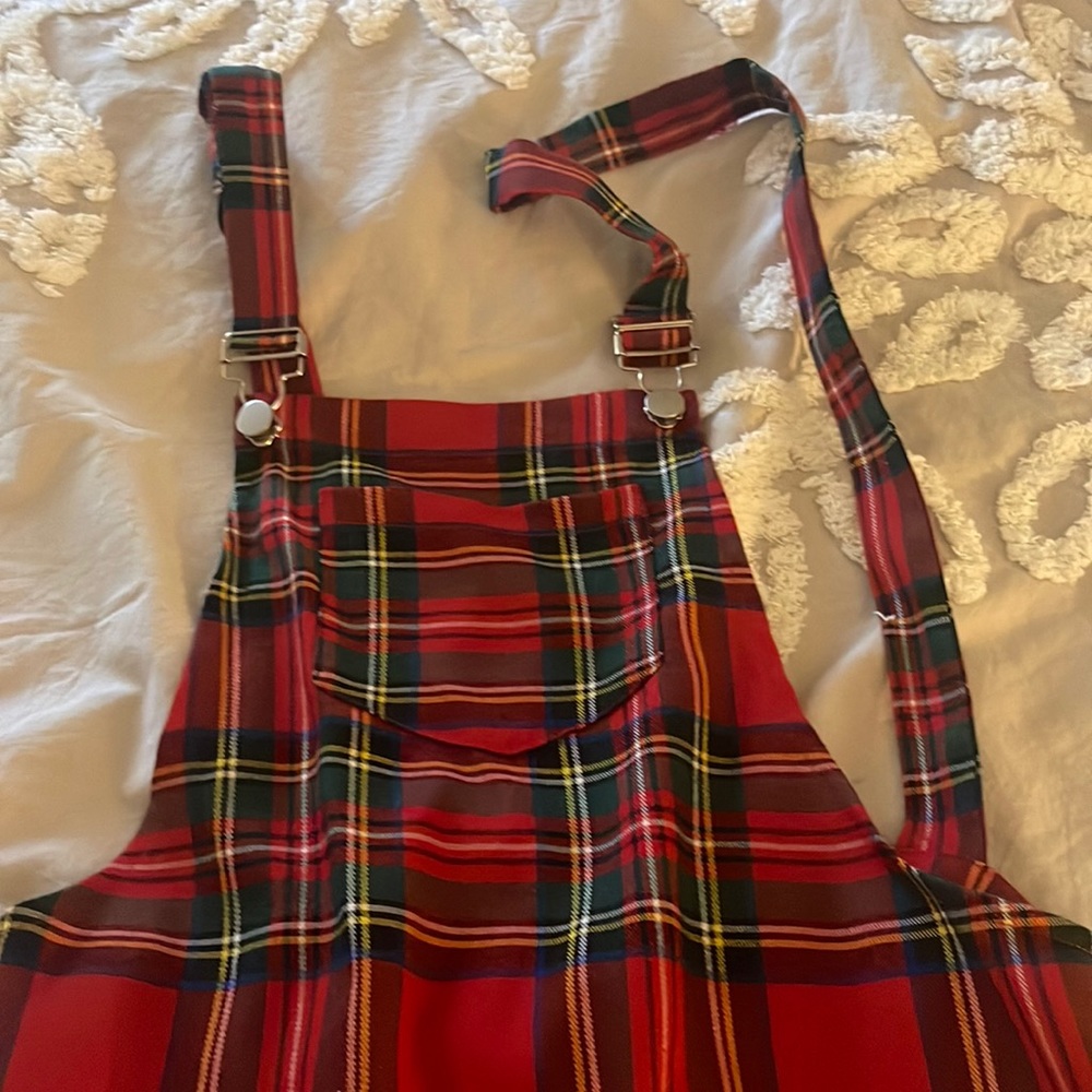SHEIN Plaid overall skirt